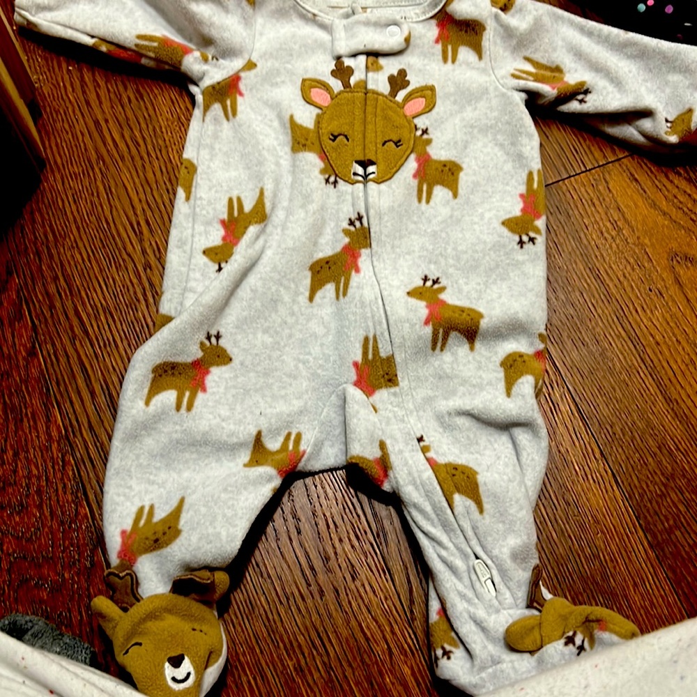 Like new Child of mine made by carters newborn Reindeer night outfit - Picture 1 of 1